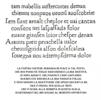 Le parole di Arnaut Daniel nell'edizione di Foligno del 1472 Le parole di Arnaut Daniel nell'edizione di Foligno del 1472